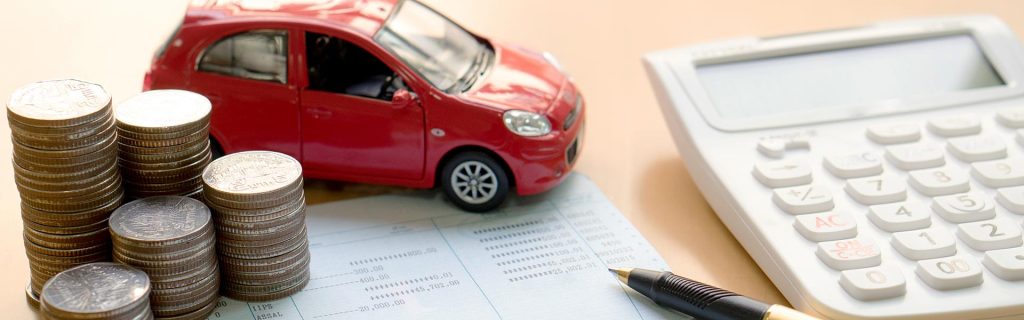 Car finance calculator with coins and vehicle model
