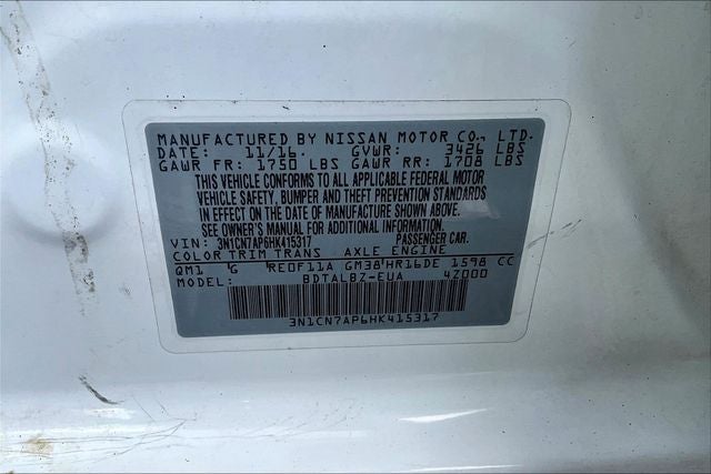 2017 Nissan Versa 1.6 SV